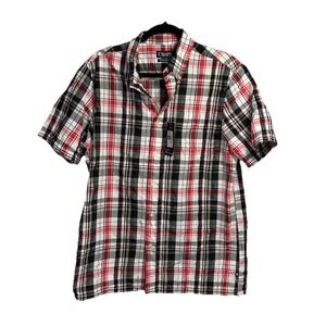 New Chaps‎ Performance Shirt Mens Medium Button Up Red Plaid Short Sleeve $55